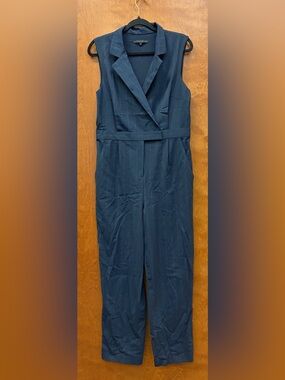 Antonio Melani sleeveless pinstripe wide-leg sleeveless jumpsuit dark navy SZ 12